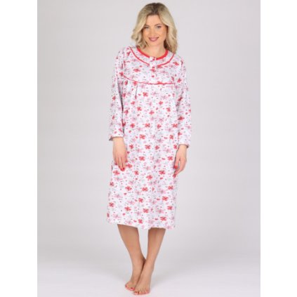 Dámská noční košile P KASANDRA červená kytka (Velikost L)
