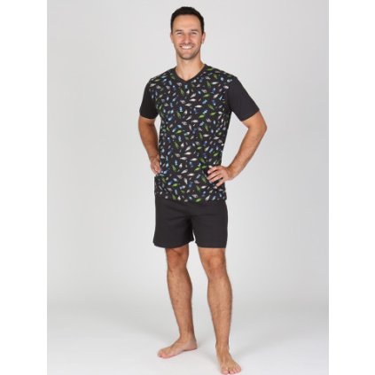 Pánské krátké pyžamo P TRISTAN s motivem ryb (Velikost M)