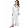Dámské bílé saténové pyžamo Classic dlouhé (Velikost XXL)