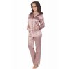 Dámské růžové saténové pyžamo Classic dlouhé (Velikost XXL)