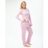 GINA dámské pyžamo dlouhé dámské, šité, s potiskem Pyžama 2022 19143P - sacharóza sv. vínová L (Velikost L, Barva sacharóza sv. vínová)