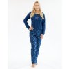 GINA dámské pyžamo dlouhé dámské, šité, s potiskem Pyžama 2024 19161P - tm. modrá bílá L (Velikost L, Barva tm. modrá bílá)