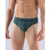 GINA pánské slipy s úzkým bokem, úzký bok, šité, s potiskem 70055P - černá petrolejová 54/56 (Velikost 50/52, Barva tm. tyrkysová tm. šedá)