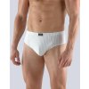 GINA pánské slipy se širším bokem, širší bok, šité 71093P - bílá tm. šedá 50/52 (Velikost 50/52, Barva bílá tm. šedá)