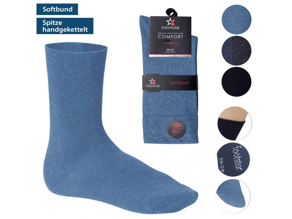 Pánske bavlnené ponožky s voľným lemom Modrý MIX, 3 páry