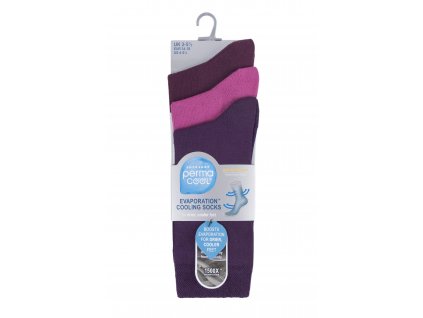 PermaCool 3 páry ponožiek s chladivým efektom FIALOVÉ
