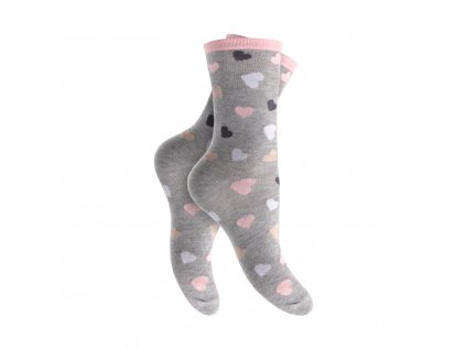Dámskych 5 párov bavlnených ponožiek Šedo Ružové vzory