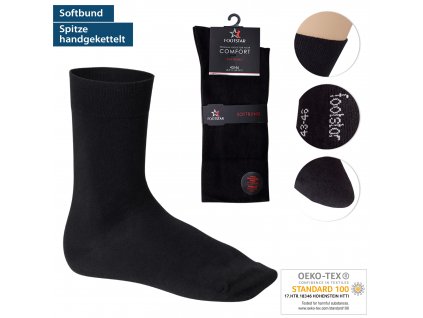 Pánske 3 páry bavlnených ponožiek s voľným lemom Čierne