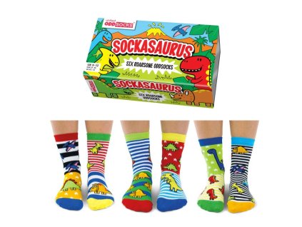 50370 2 detske vesele ponozky unitedoddsocks sockasaurus