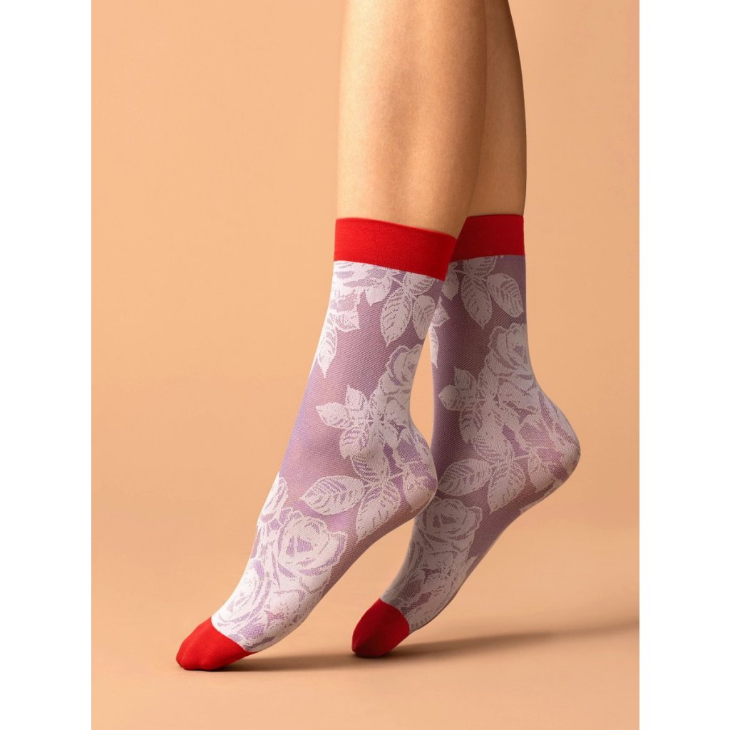 Fiore ponožky RED ROSE /LoveAffair
