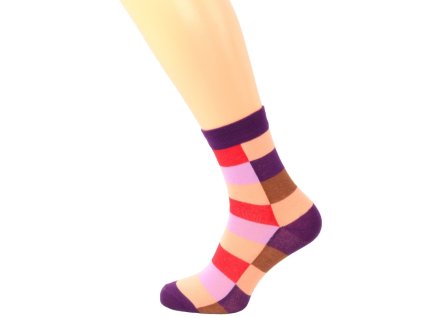 damske ponozky stretch kostka fialova