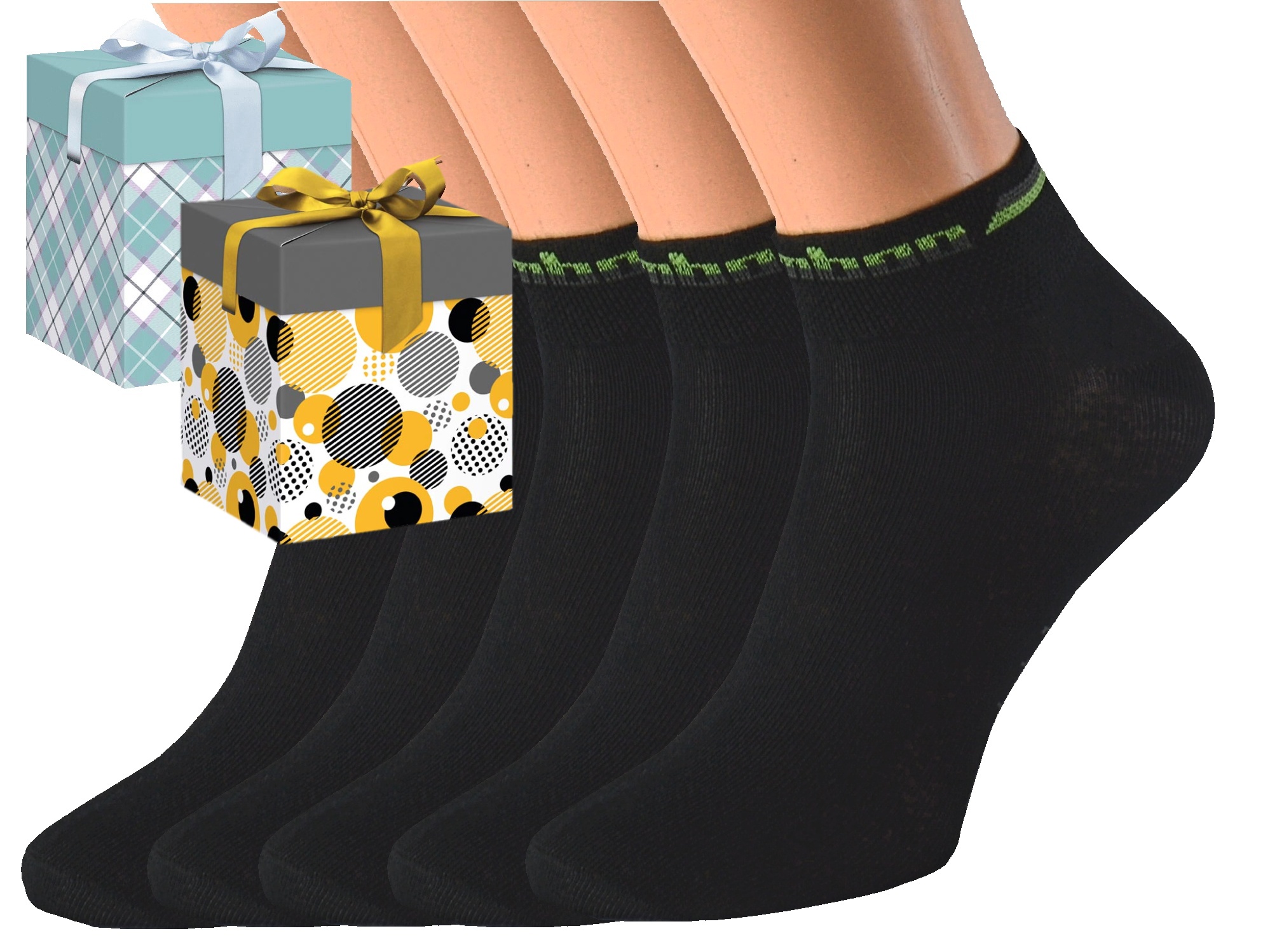 Dárkové balení 5 párů bambusových ponožek BAMB Barva: Černé, Velikost: EUR 39-42 (UK 6-8), Zvolte variantu dárkového balení: Modrá s oky