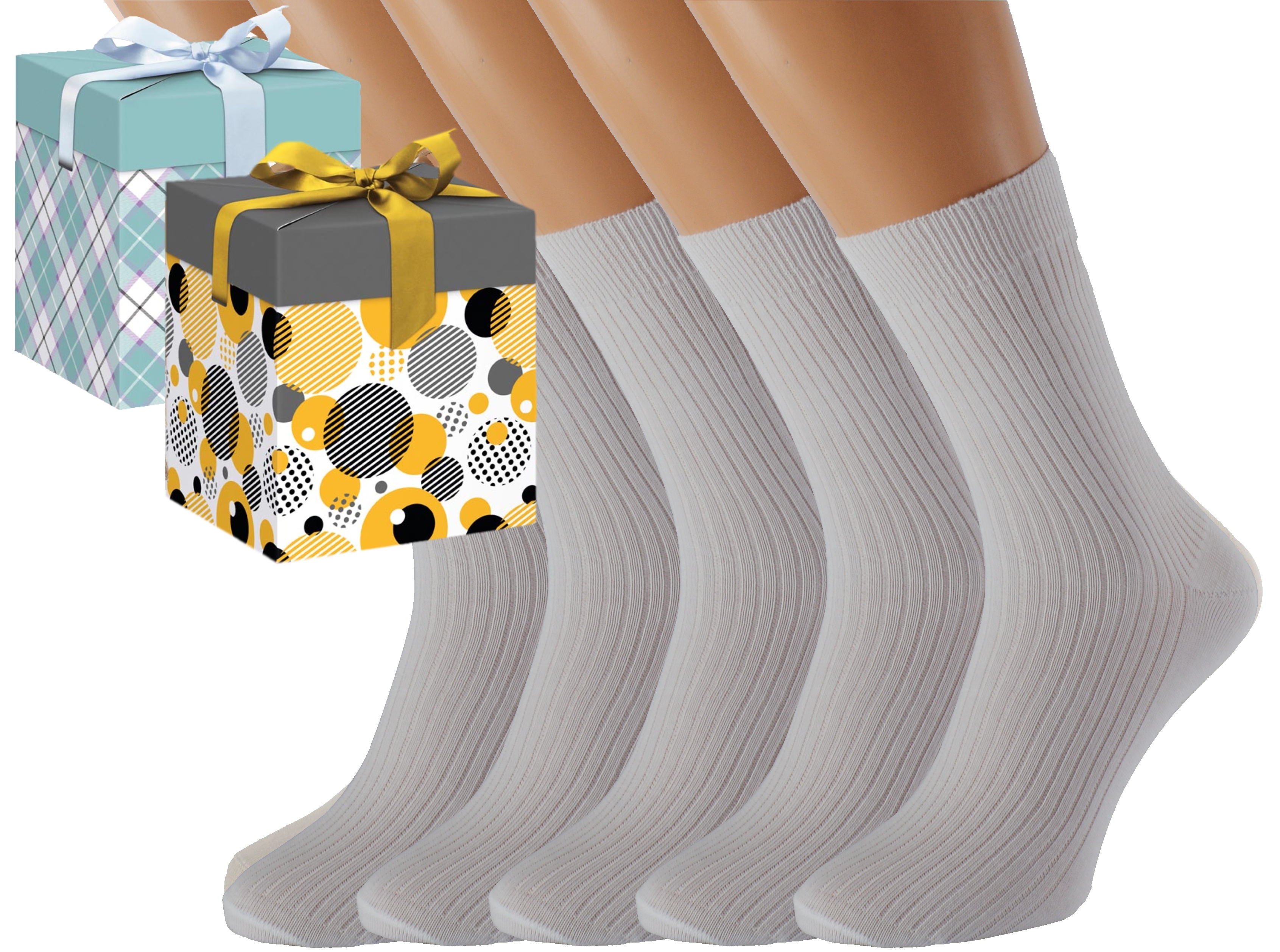 Dárkové balení 5 párů zdravotních ponožek LUKÁŠ Barva: Bílé, Velikost: EUR 36-38 (UK 4-5), Zvolte variantu dárkového balení: Mint kostkovaná