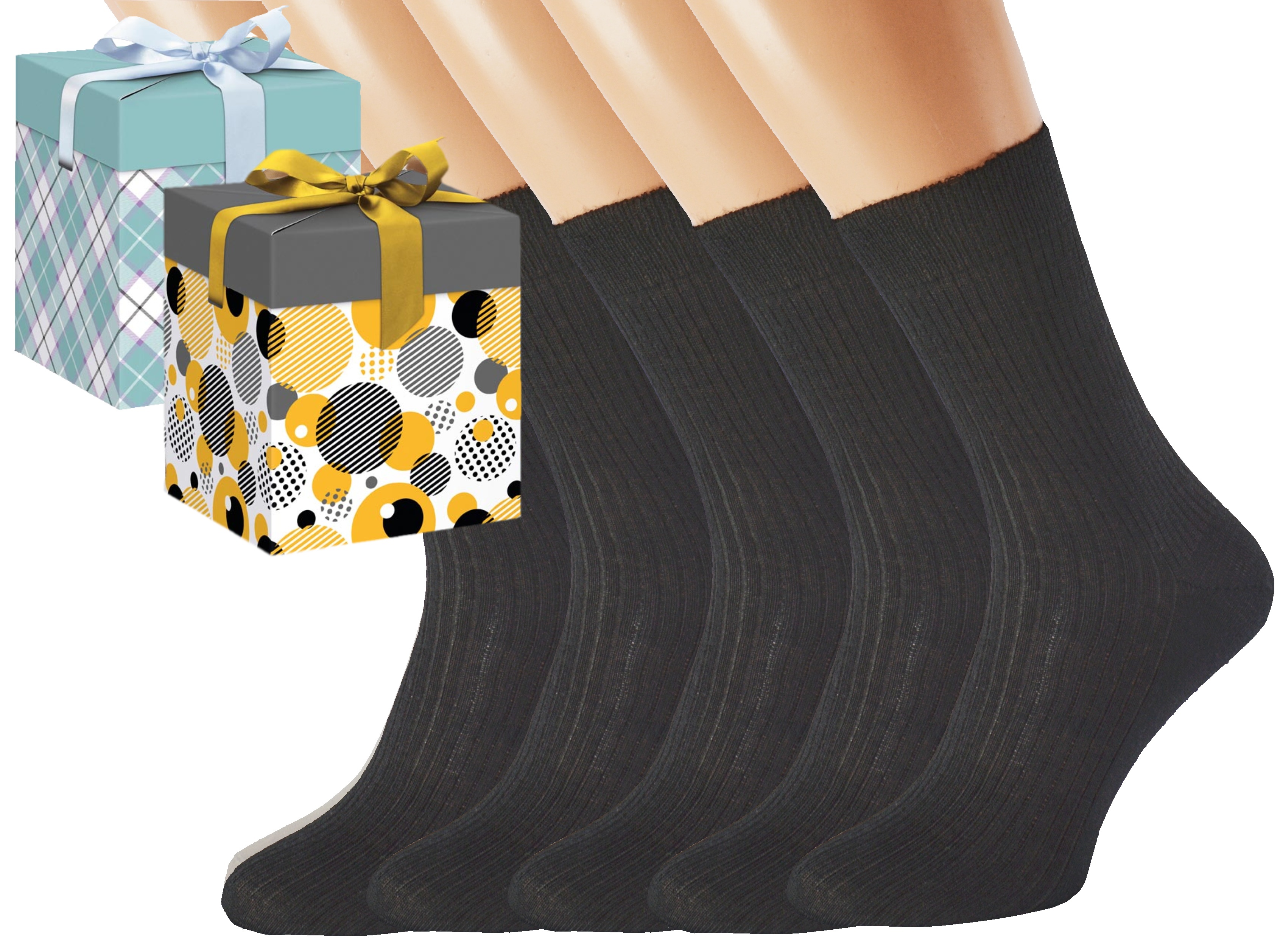 Dárkové balení 5 párů zdravotních ponožek LUKÁŠ Barva: Černé, Velikost: EUR 43-45 (UK 9-10), Zvolte variantu dárkového balení: Mint kostkovaná
