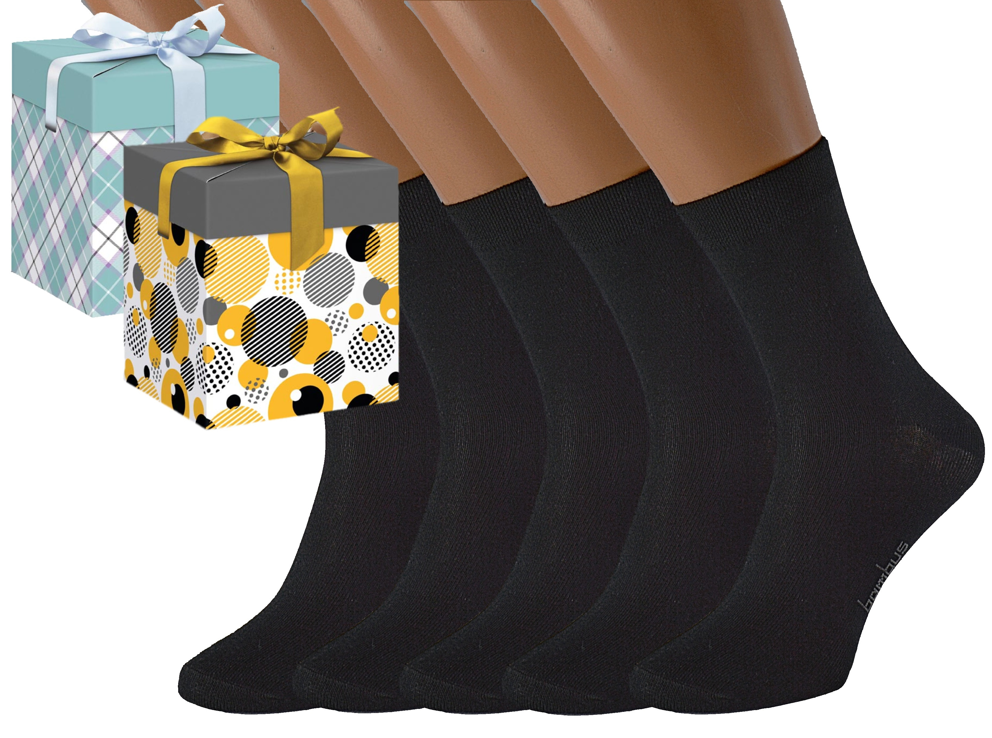 Produkt Dárkové balení 5 párů bambusových ponožek BAMBOO Barva: Černé, Velikost: EUR 35-38 (UK 3-5), Zvolte variantu dárkového balení: Mint kostkovaná