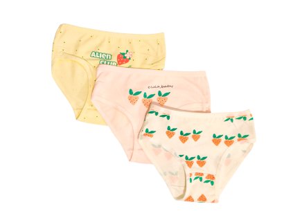 Dívčí bavlněné kalhotky - jahody - 3 pack