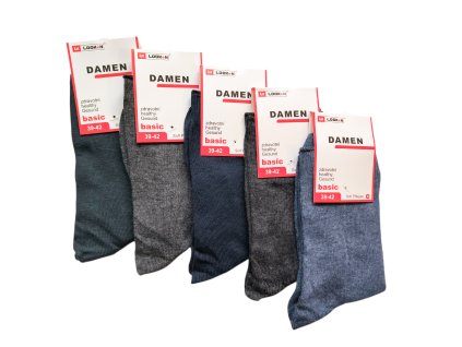 Dámské zdravotní ponožky 100% bavlna - 5 párů Tmavé