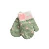 Kojenecké vlněné palcové rukavice se šnůrou -zelená