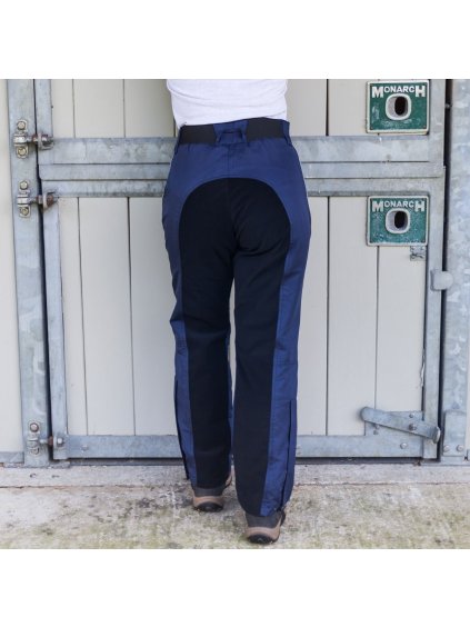 dri rider waterproof riding trousers in blue for adults back view by just chaps