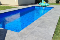 Komplettes Pool-Set Triton - blaue, gerade Ecktreppe