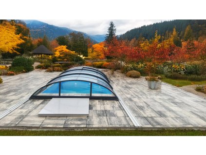 Bogenüberdachung für den Pool 7,3x3,3 (340x740) PRAKTIK klar PK4 Polycarbonat