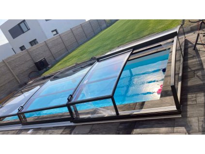 Niedrige Überdachung DIAMANT für 4x3 (320x428) Pool klar PK4 Polycarbonat