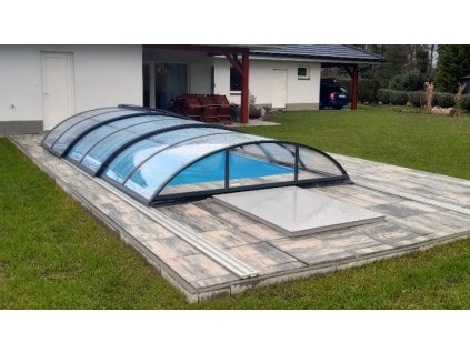 Bogenüberdachung für den Pool 7x3.6 (360x740) PRAKTIK klar PK4 Polycarbonat