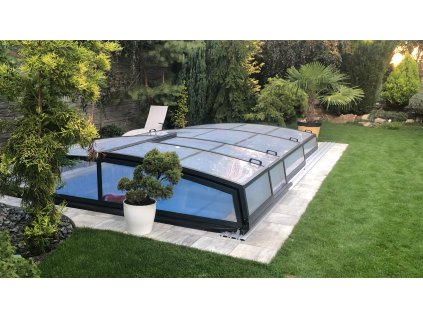 Niedrige Überdachung DIAMANT für 7x3.6 (360x740) Pool
