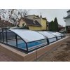 Niedrige Überdachung DIAMANT für 7x3 Pool klar PK4 Polycarbonat