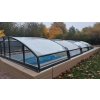 Niedrige Überdachung DIAMANT für 4.3x3.3 und 5.3x3.3 (340x540) Pool klar PK4 Polycarbonat