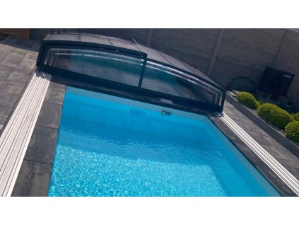 Niedrige Überdachung DIAMANT für 7,3x3,3 Pool klar PK4 Polycarbonat