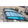 Niedrige Überdachung DIAMANT für 7.3x3.3 (340x740) Pool klar PK4 Polycarbonat