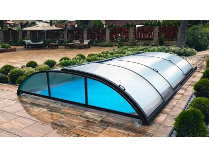 884 1 sapphire die elegante flache pooluberdachung aus klarem 4 mm polycarbonat fur pool 7x3 6 360 740 cm