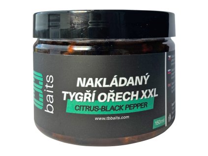 tb baits nakladany tygri orech xxl 150 ml citrus black pepper