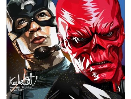 Pop Art Obrazy CAP & RED SKULL - popartobrazy.cz