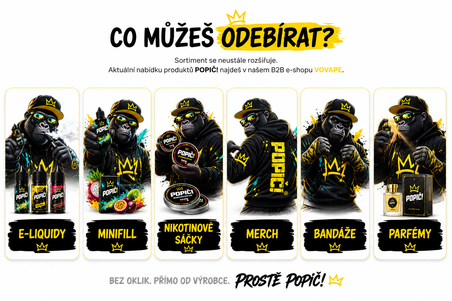 Velkoobchodní sortiment produktů POPIČ!