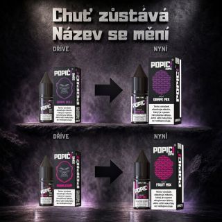 Kvůli legislativním úpravám měníme názvy pouze u těchto dvou příchutí: Grape Bull → Grape Mix Bubblegum → Fruit Mix Stejná...