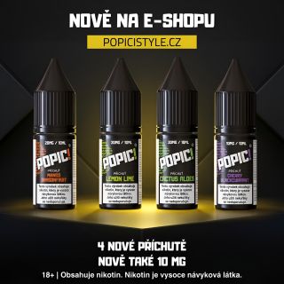 Novinky jsou online. 4 nové příchutě a nově také 10 mg varianty už teď na e-shopu. POPICISTYLE.CZ 18+ | Obsahuje nikotin....