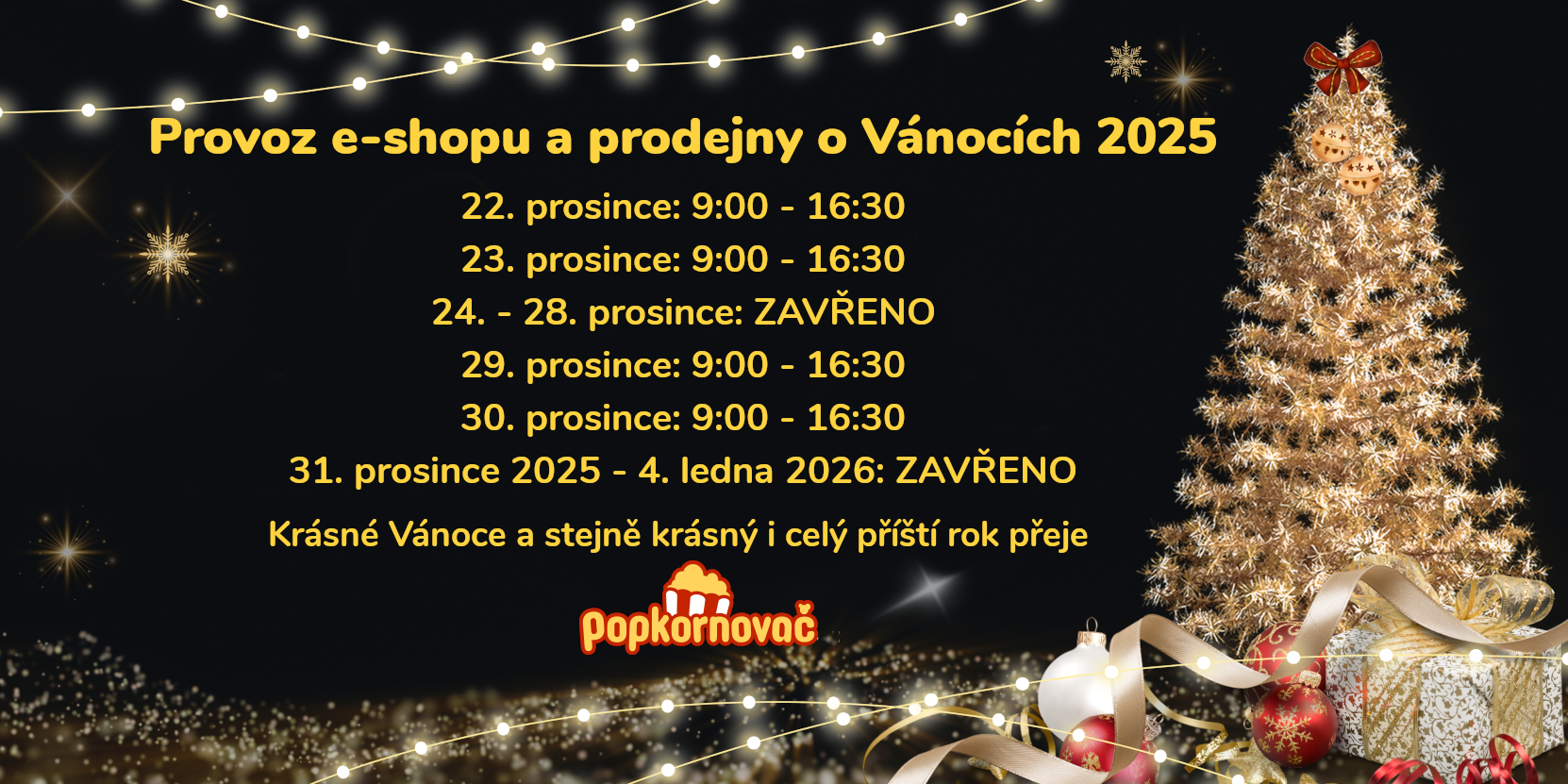 Provoz e-shopu a prodejny o Vánocích 2025