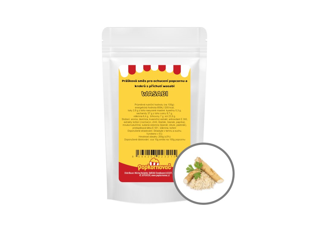 Příchuť na popcorn a krekry Wasabi (200g)