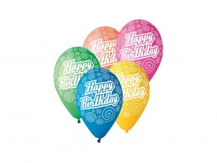 Balonek Happy Birthday (mix) 30cm