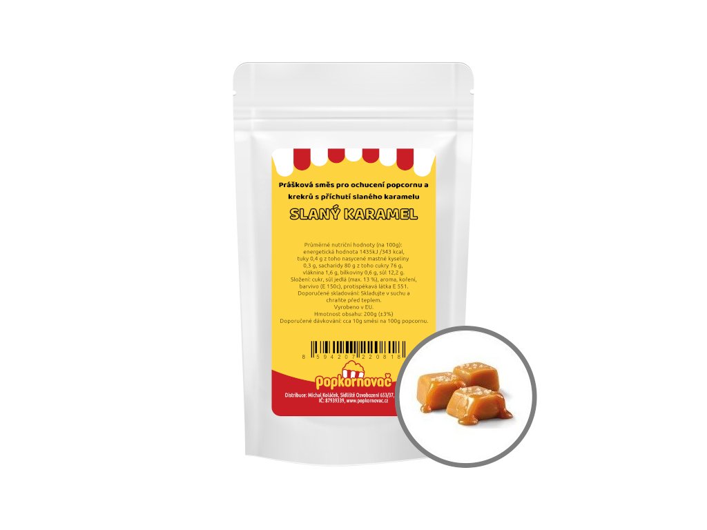 Príchuť na popcorn a krekry Slaný karamel (200g)