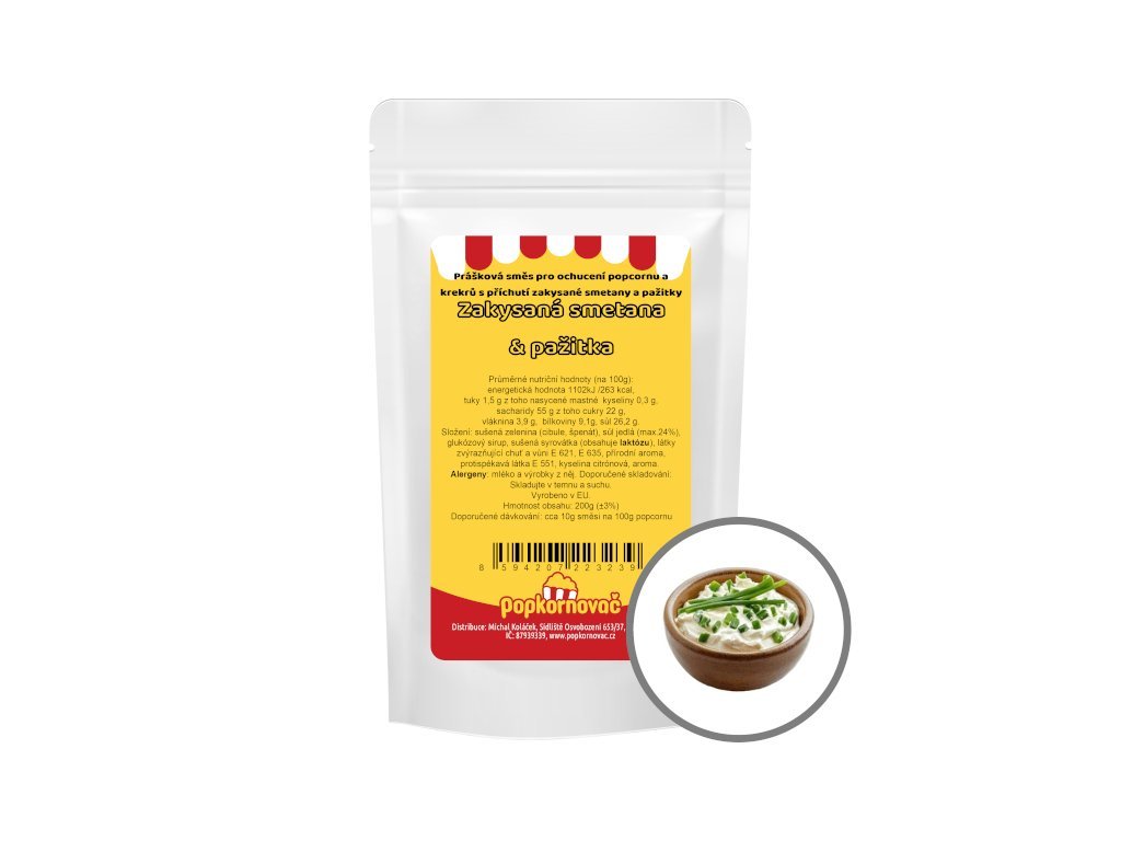 Príchuť na popcorn a krekry Kyslá smotana & pažítka (200g)