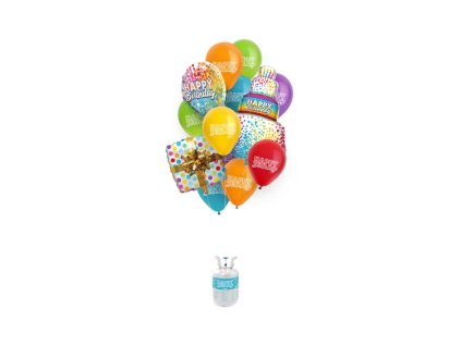 Hélium + 16 balónikov HAPPY BIRTHDAY