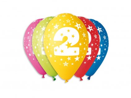 Balónik s potlačou - číslica 2 (30cm,mix)