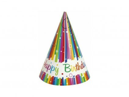 Party čiapočky Happy Birthday (8ks)