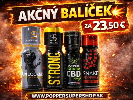 Poppers AKČNÝ BALÍČEK – UNLOCKER + STRONG + EXTREM CBD + SNAKE AMYL