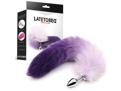 1 anal plug purple and white foxy tail size s