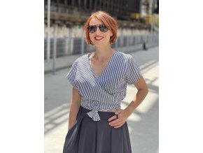 Halenka zavinovací - černobílý proužek