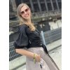 Halenka zavinovací s nabíranými rukávy- černá